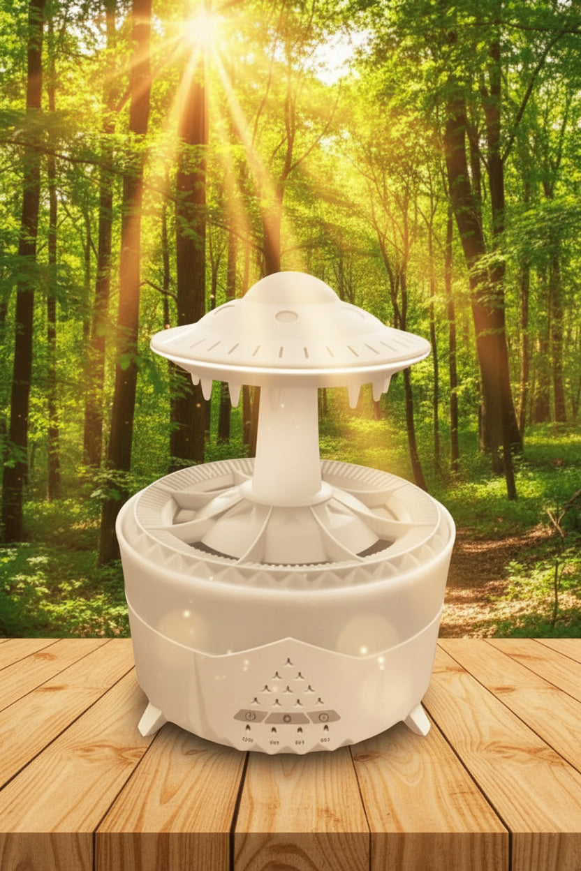 Transform Your Space with the New UFO Raindrop Humidifier - Soothing Aroma & Gentle Rain Sounds for Ultimate Relaxation